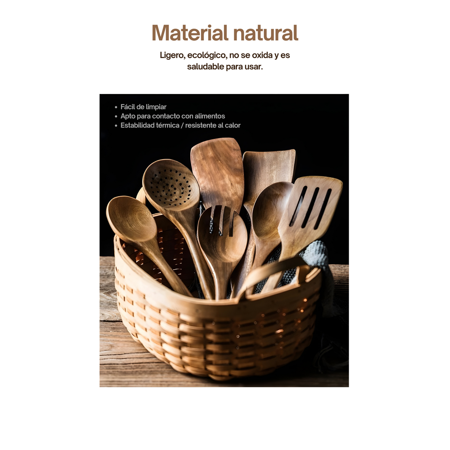 Set de cocina, Teca (9 piezas)