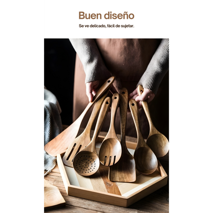 Set de cocina, Teca (9 piezas)