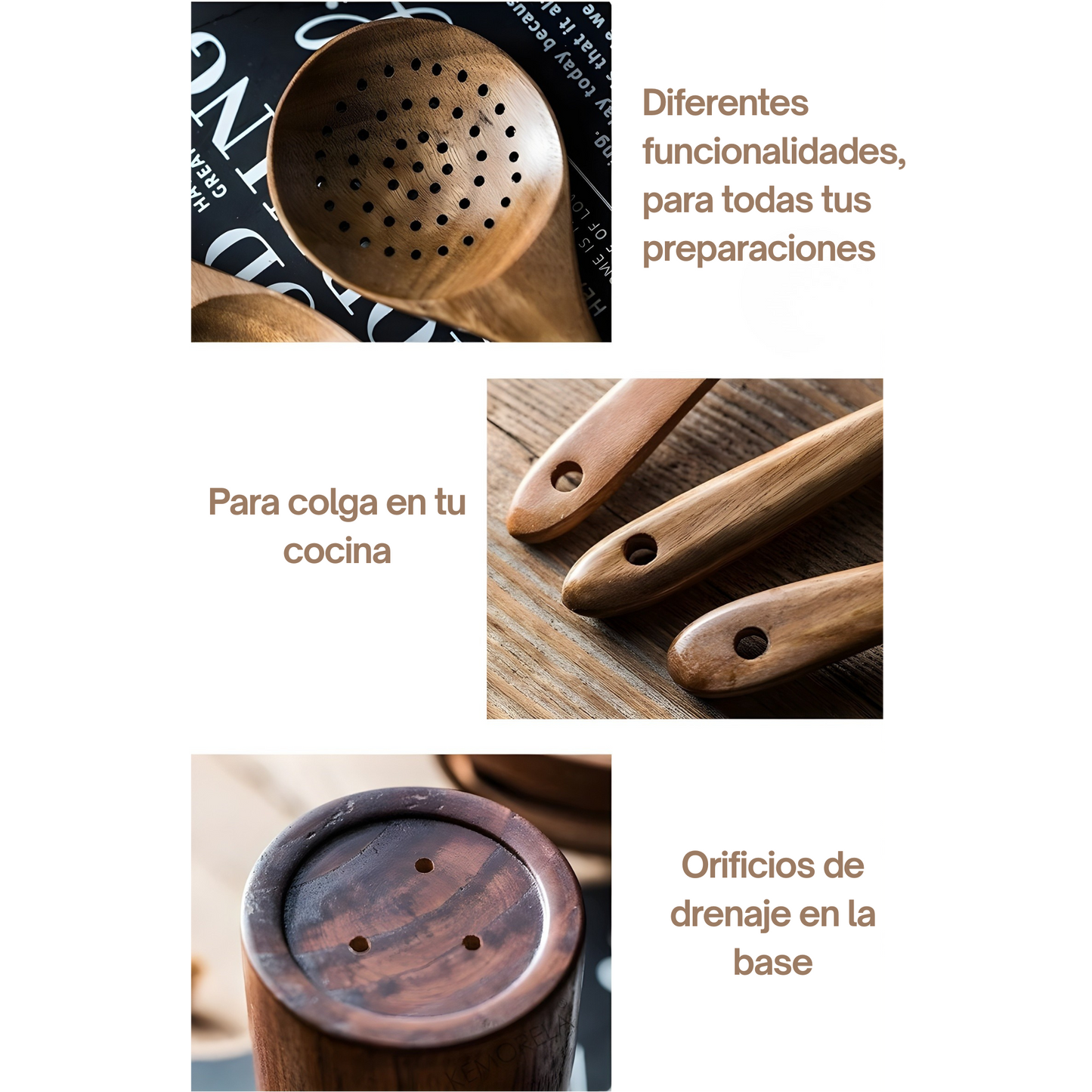 Set de cocina, Teca (9 piezas)