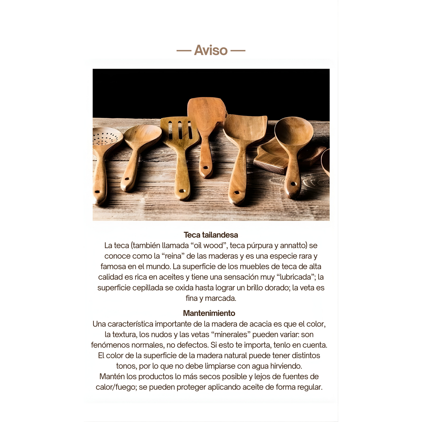 Set de cocina, Teca (9 piezas)