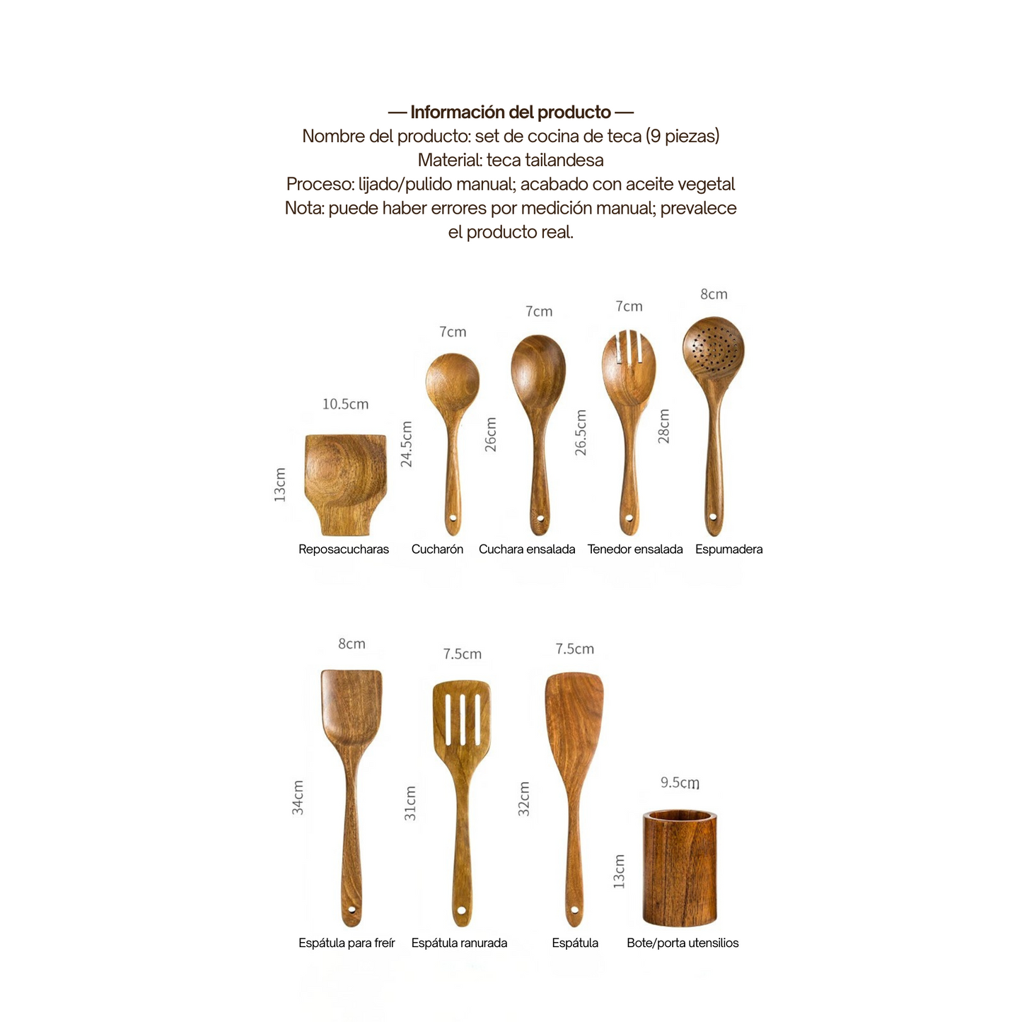 Set de cocina, Teca (9 piezas)